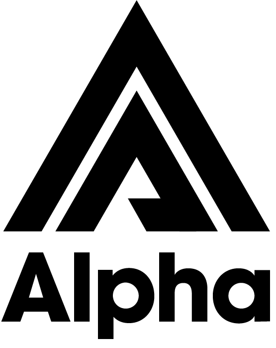 Alpha vertical logo in black