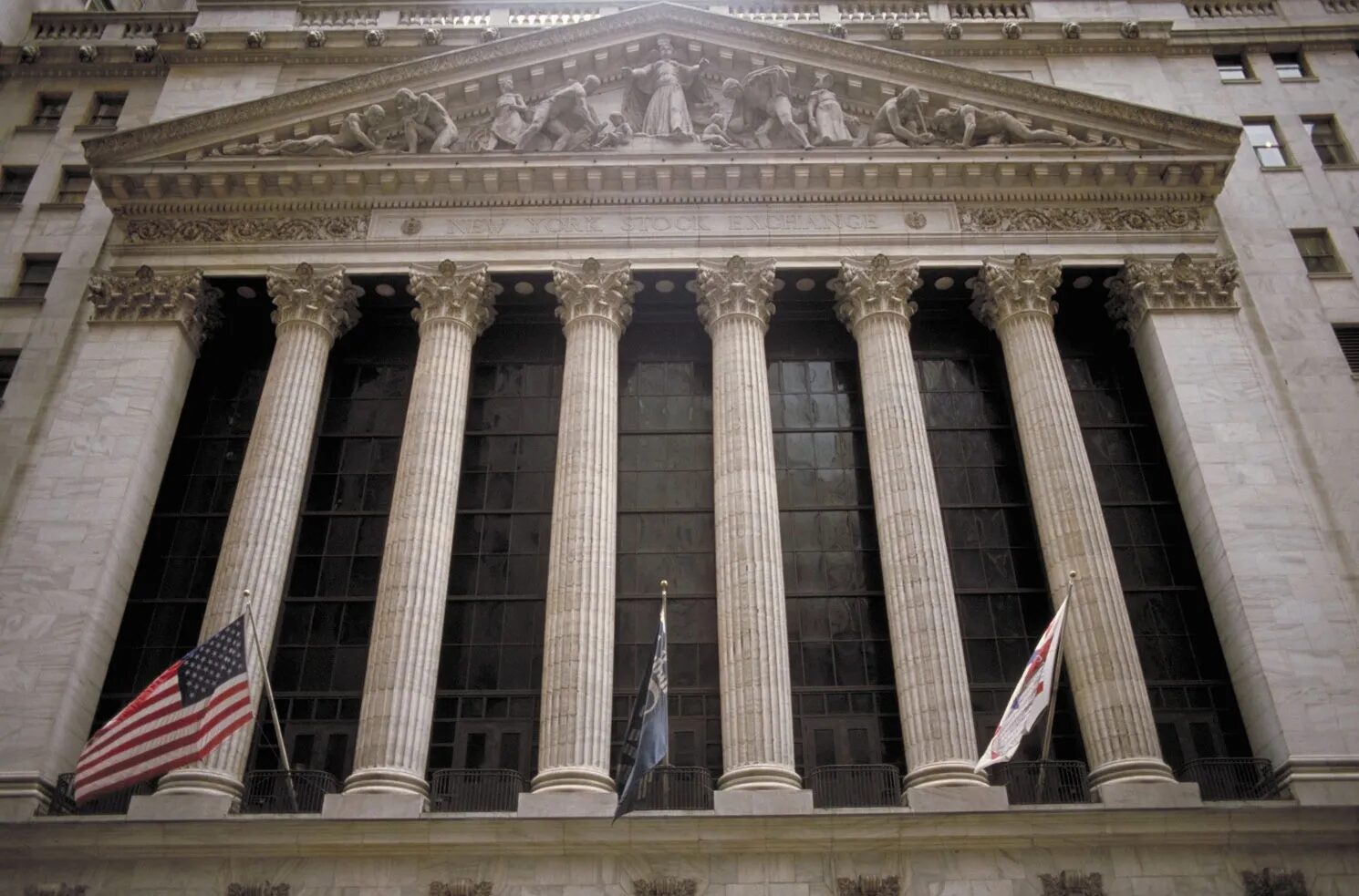 The New York Stock Exchange facade in lower Manhattan.